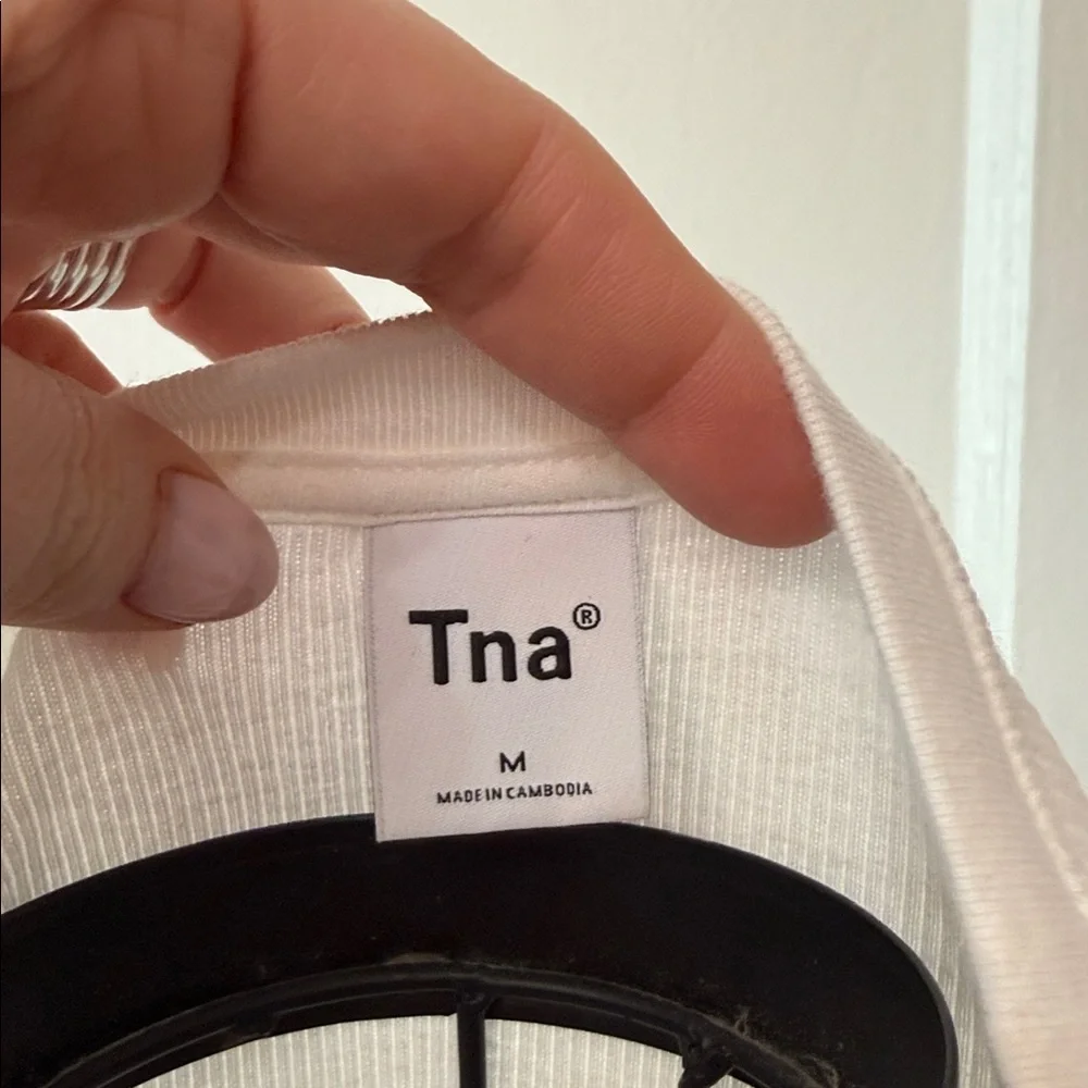 TNA White Fitted Crop T-Shirt Short Sleeve-Sz M - Picture 3 of 6